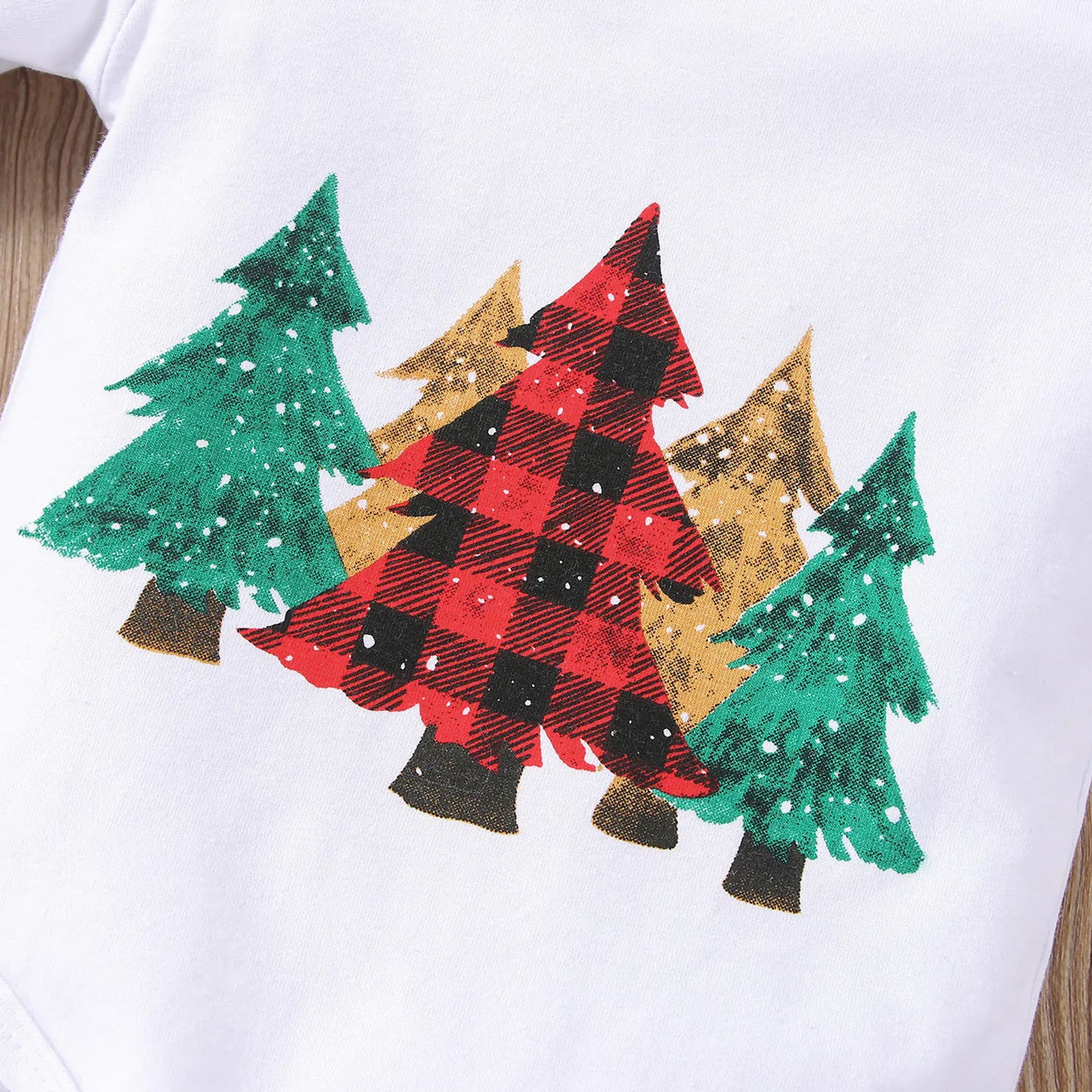 Boys' Christmas Tree Checkered Pants Outfit Set